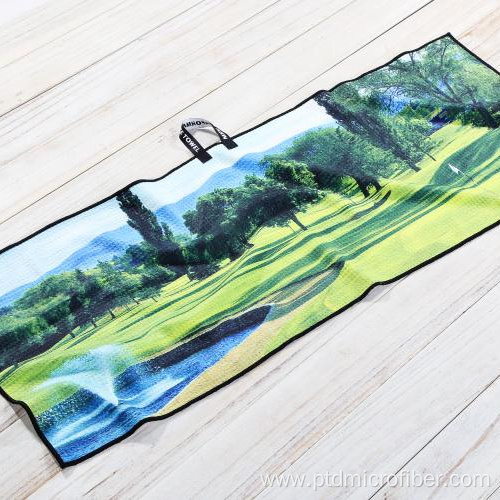 Double layers printed microfiber golf towel